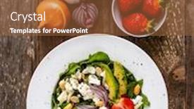  Presentation with fresh avocado - Slide deck consisting of fresh-salad-feta-cheese-avocado background and a red colored foreground