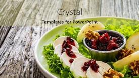  Presentation with pear - Presentation theme consisting of fresh-salad-goat-cheese-pear background and a yellow colored foreground