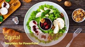  Presentation with pear - Slides having fresh-salad-goat-cheese-pear background and a tawny brown colored foreground
