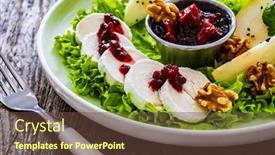  Presentation with pear - PPT layouts enhanced with fresh-salad-goat-cheese-pear background and a tawny brown colored foreground