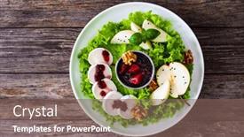  Presentation with pear - PPT theme with fresh-salad-goat-cheese-pear background and a violet colored foreground