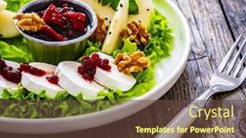  Presentation with pear - Slide deck featuring fresh-salad-goat-cheese-pear background and a tawny brown colored foreground