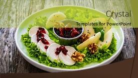  Presentation with pear - Slides consisting of fresh-salad-goat-cheese-pear background and a yellow colored foreground