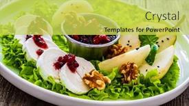  Presentation with pear - PPT theme having fresh-salad-goat-cheese-pear background and a yellow colored foreground