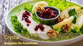  Presentation with pear - PPT layouts having fresh-salad-goat-cheese-pear background and a tawny brown colored foreground