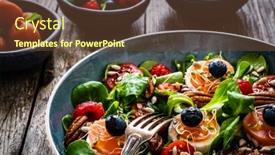  Presentation with leafy greens - Presentation consisting of fresh-salad-goat-cheese-raspberries background and a tawny brown colored foreground