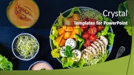  Presentation with salad - Slides consisting of fresh-salad-goat-cheese-roast background and a wine colored foreground