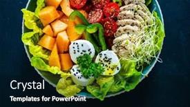  Presentation with salad - Theme consisting of fresh-salad-goat-cheese-roast background and a black colored foreground