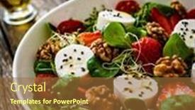  Presentation with leafy greens - Presentation design featuring fresh-salad-goat-cheese-strawberries background and a tawny brown colored foreground