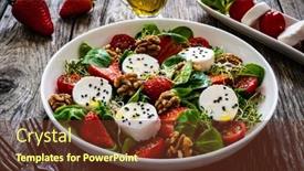  Presentation with leafy greens - Slide deck consisting of fresh-salad-goat-cheese-strawberries background and a tawny brown colored foreground