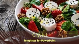  Presentation with leafy greens - Slides enhanced with fresh-salad-goat-cheese-strawberries background and a tawny brown colored foreground