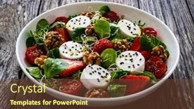  Presentation with leafy greens - Slide deck consisting of fresh-salad-goat-cheese-strawberries background and a tawny brown colored foreground