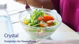  Presentation with close up shot - Theme having fresh salad in lunch time background and a sky blue colored foreground
