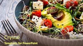  Presentation with fresh avocado - Presentation theme with fresh-salad-manouri-cheese-avocado background and a tawny brown colored foreground