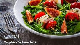  Presentation with leafy greens - Slide deck enhanced with fresh-salad-mozzarella-crudo-ham background and a  colored foreground