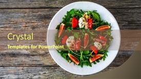  Presentation with leafy greens - Slide set enhanced with fresh-salad-mozzarella-crudo-ham background and a violet colored foreground