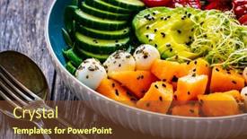  Presentation with melon - PPT layouts with fresh-salad-mozzarella-melon background and a tawny brown colored foreground