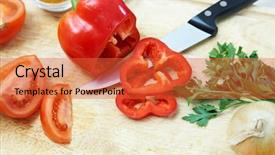  Presentation with fresh fruits salad on white - Presentation design consisting of fresh salad on cut board background and a red colored foreground