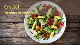  Presentation with salad - Theme featuring fresh-salad-prosciutto-di-parma background and a tawny brown colored foreground