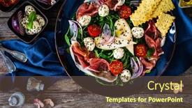  Presentation with pear - Presentation theme consisting of fresh-salad-prosciutto-di-parma background and a tawny brown colored foreground