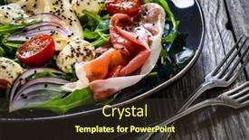  Presentation with pear - Presentation theme having fresh-salad-prosciutto-di-parma background and a wine colored foreground