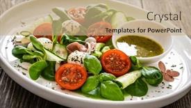  Presentation with salad - Slide deck with fresh-salad-prosciutto-di-parma background and a coral colored foreground