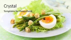  Presentation with asparagus - Slide deck featuring fresh salad with asparagus eggs background and a blonde colored foreground