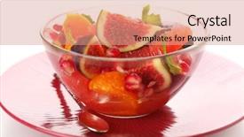  Presentation with salad dressing - PPT theme having fresh salad with figs grapefruit tangerine and pomegranate with dressing of honey and juice background and a coral colored foreground