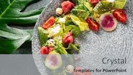  Presentation with salad - Beautiful presentation design featuring fresh-salad-with-fish backdrop and a light gray colored foreground