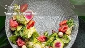  Presentation with cheese - Presentation theme with fresh-salad-with-fish background and a gray colored foreground