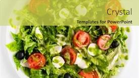  Presentation with salad - Beautiful theme featuring fresh-salad-with-mozzarella backdrop and a yellow colored foreground