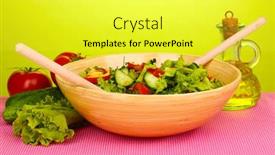  Presentation with cucumbers - PPT theme enhanced with fresh-salad-with-tomatoes background and a yellow colored foreground