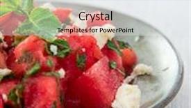  Presentation with melon - Slide deck consisting of fresh salad with water-melon feta cheese lime and mint background and a sky blue colored foreground