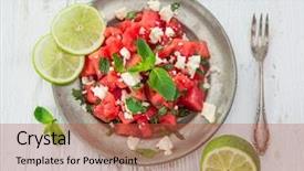  Presentation with feta cheese - Audience pleasing slides consisting of fresh salad with water-melon backdrop and a red colored foreground