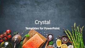  Presentation with herbs - PPT layouts having fresh salmon fillet with aromatic background and a gray colored foreground