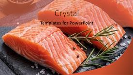  Presentation with herbs and spices - Audience pleasing slide deck consisting of fresh-salmon-fillets-on-black backdrop and a coral colored foreground