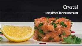  Presentation with lime - Presentation consisting of fresh-salmon-tartare-with-lime background and a black colored foreground