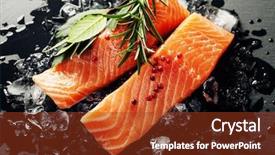  Presentation with food fish - Amazing PPT theme having fresh salmon with herbs backdrop and a tawny brown colored foreground