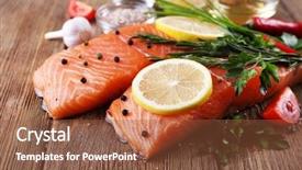  Presentation with salmon fish - Cool new presentation design with fresh salmon with spices backdrop and a tawny brown colored foreground