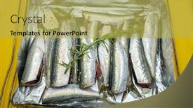  Presentation with sardines - Audience pleasing slides consisting of fresh-sardines-fish-with-herbs backdrop and a yellow colored foreground