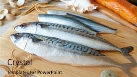  Presentation with salmon fish - Audience pleasing PPT theme consisting of fresh sea fish mackerel herring backdrop and a coral colored foreground