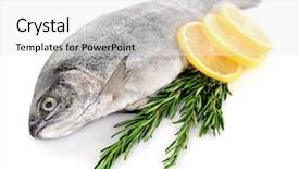  Presentation with frozen fish - PPT layouts with fresh sea fish with lemon background and a white colored foreground