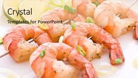  Presentation with prawn - Beautiful slide deck featuring fresh seafood - prawn skewer backdrop and a lemonade colored foreground