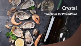  Presentation with seafood - Slide deck having fresh seafood and white wine background and a dark gray colored foreground