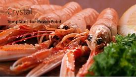  Presentation with shrimps - Amazing PPT layouts having fresh-seafood-huge-sea-shrimps backdrop and a coral colored foreground