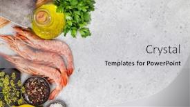  Presentation with shrimps - Beautiful theme featuring fresh-seafood-langostino-shrimps backdrop and a light gray colored foreground