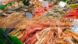  Presentation with marketing - Amazing PPT theme having fresh seafood on fish backdrop and a coral colored foreground