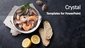  Presentation with seafood - Cool new slides with fresh seafood on stone table backdrop and a dark gray colored foreground