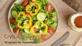  Presentation with food quality - PPT theme enhanced with fresh-seasonal-salad-served background and a coral colored foreground