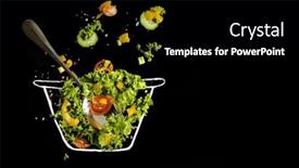  Presentation with white healthy food - Slide set consisting of fresh-seasonal-salad-served background and a black colored foreground